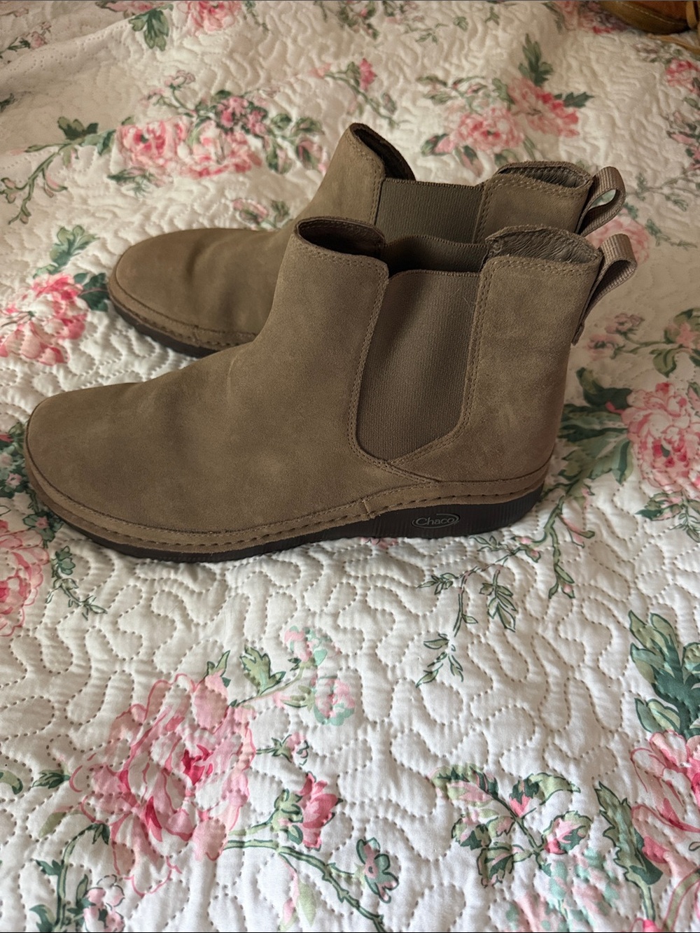 Chaco Taupe Suede Chelsea Ankle Boots